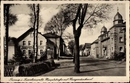 Ak Pressig in Oberfranken, Hauptstraße mit Kriegerdenkmal, Gaststätte zur Krone