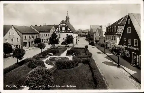 Ak Pegnitz in Oberfranken, Marktplatz, Rathaus, Drechslerei