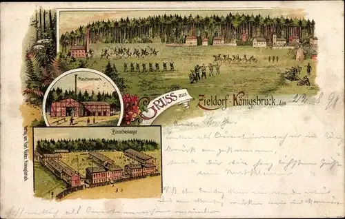 Litho Königsbrück in der Oberlausitz, Truppenübungsplatz, Zieldorf, Barackenlager