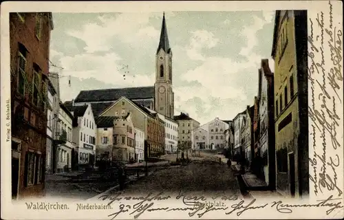 Ak Waldkirchen Niederbayern, Marktplatz, Kirche