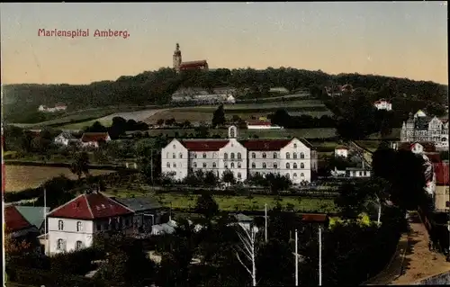 Ak Amberg in der Oberpfalz Bayern, Blick auf den Ort mit Marienspital