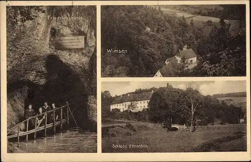 Ak Wimsen Hayingen auf der Schwäbischen Alb, Schloss Ehrenfels, Friedrichshöhle