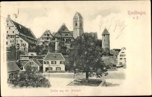 Relief Ak Riedlingen an der Donau Württemberg, Partie aus der Altstadt