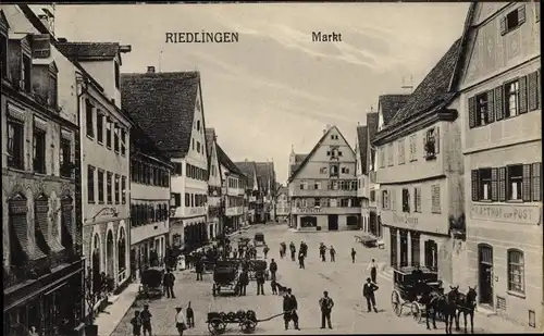 Ak Riedlingen an der Donau Württemberg, Markt, Gasthof zur Post, Apotheke