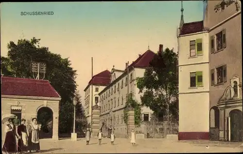 Ak Bad Schussenried in Oberschwaben, Straßenpartie im Ort