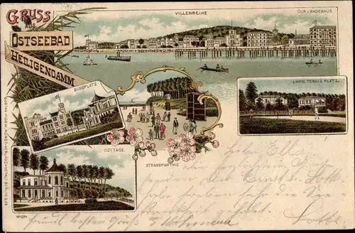 Litho Seebad Heiligendamm Bad Doberan, Villenreihe, Burgplatz, Cottage, Kurhaus