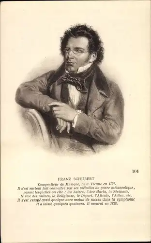 Ak Österr. Komponist Franz Schubert, Portrait