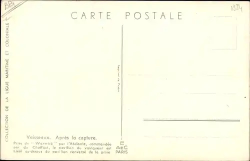 Künstler Ak Haffner, Vaisseaux, Après la capture, Segelschiff