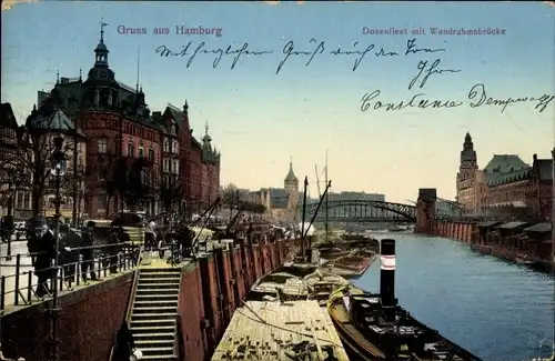 Ak Hamburg, Blick auf Wandrahmsbrücke mit Dovenfleet