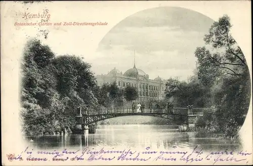 Ak Hamburg, Blick auf den Botanischen Garten, Holzbrücke