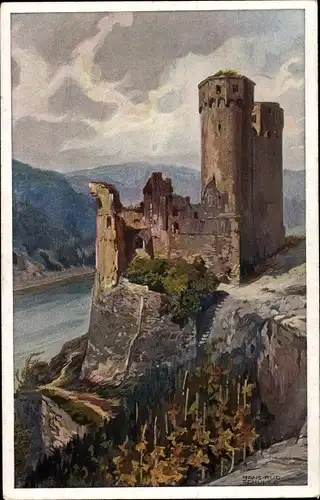 Künstler Ak Schulze, H. R., Rüdesheim am Rhein, Burg Ehrenfels
