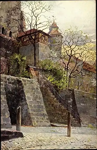 Künstler Ak Schmidt, F., Nürnberg in Mittelfranken, Partie an der Burg