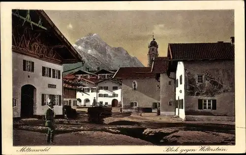 Ak Mittenwald in Oberbayern, Blick gegen Wetterstein