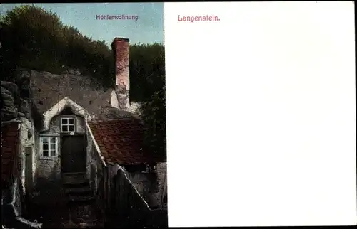 Ak Langenstein Halberstadt im Harz, Höhlenwohnung