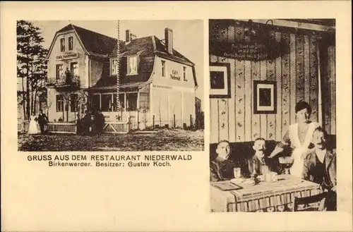Ak Birkenwerder im Kreis Oberhavel, Restaurant Niederwald, Bes. Gustav Koch