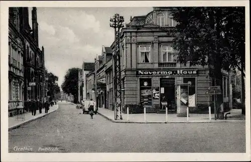 Ak Genthin am Elbe Havel Kanal, Partie in der Poststraße, Naverma Haus