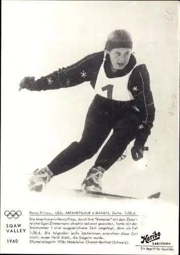 Ak Olympia Squaw Valley 1960, Penny Pitou, Skirennläuferin