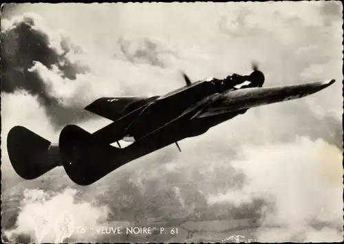 Ak Französisches Militärflugzeug, la Veuve Noire P 61, avion de chasse de nuit
