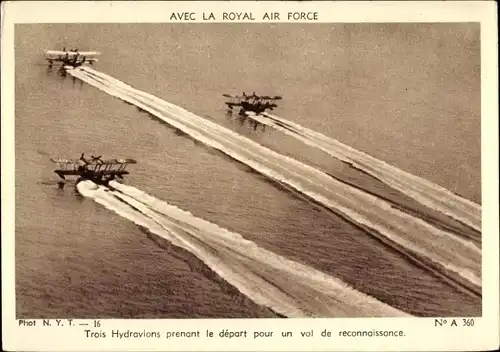 Ak Avec la Royal Air Force, seaplanes, britische Wasserflugzeuge