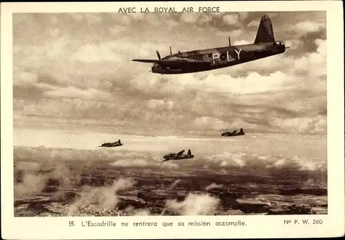 Ak Avec la Royal Air Force, Escadrille, Squadron, britische Kampfflugzeuge