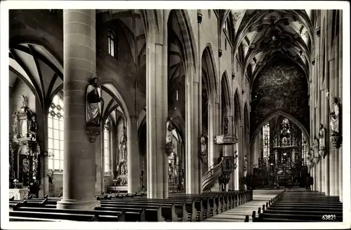 Ak Überlingen am Bodensee, St. Nikolaus Münster, Mittelschiff, Seitenschiffe