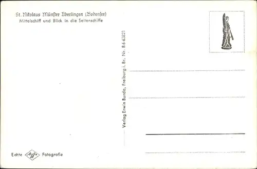 Ak Überlingen am Bodensee, St. Nikolaus Münster, Mittelschiff, Seitenschiffe