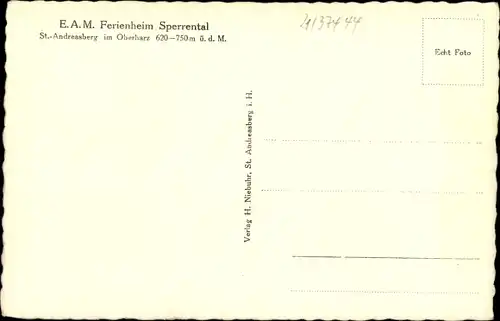 Ak Sankt Andreasberg Braunlage im Oberharz, E.A.M. Ferienheim Sperrental