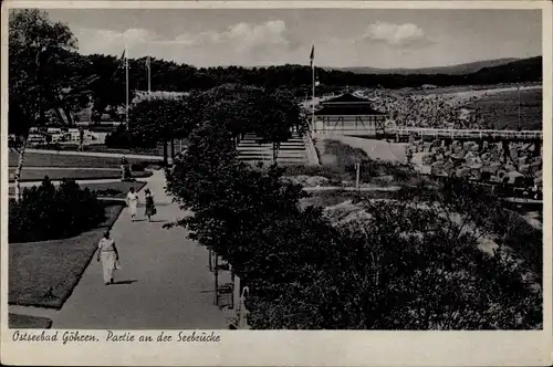 Ak Ostseebad Göhren auf Rügen, Strandleben, Seebrücke