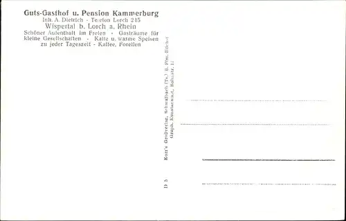 Ak Lorch im Rheingau Hessen, Gasthof Kammerburg