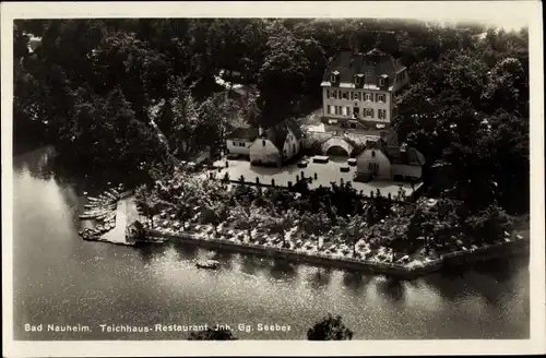 Ak Bad Nauheim in Hessen, Teichhaus Restaurant, Vogelschau