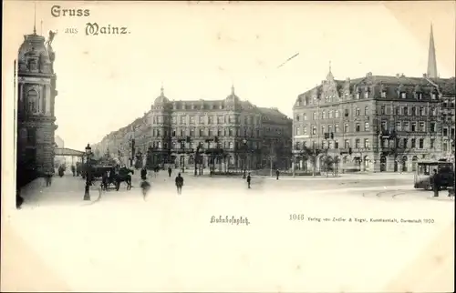 Ak Mainz am Rhein, Bahnhofplatz