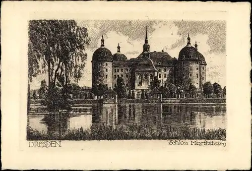 Künstler Ak Jander, Franz, Dresden Altstadt, Schloss Moritzburg