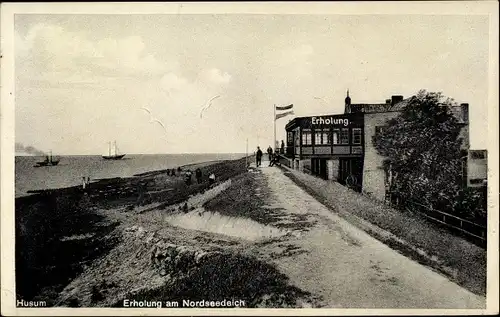 Ak Husum in Nordfriesland, Erholung am Nordseedeich