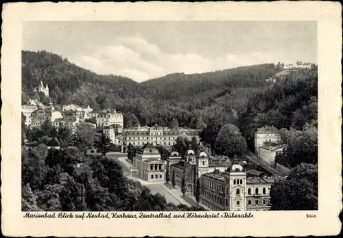 Ak Mariánské Lázně Marienbad Region Karlsbad, Neubad, Kurhaus, Zentralbad, Höhenhotel "Rübezahl"