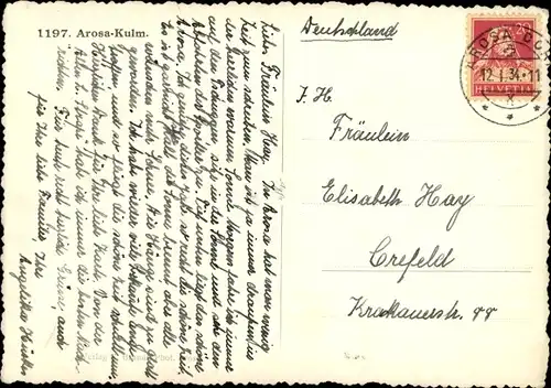 Ak Arosa Kulm Kanton Graubünden Schweiz, im Winter