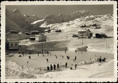 Ak Inner Arosa Kanton Graubünden Schweiz, Eisbahn