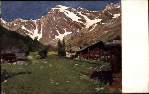 Künstler Ak Italien, Häuser im Gebirge, Südtirol ?