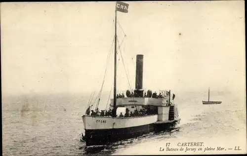 Ak Carteret Manche, Le Bateau de Jersey en pleine Mer, Fährschiff Cygne