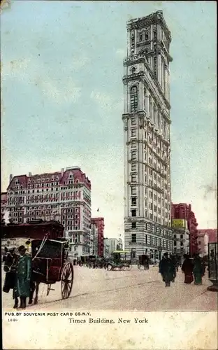 Ak New York City USA, Times Building, Kutsche