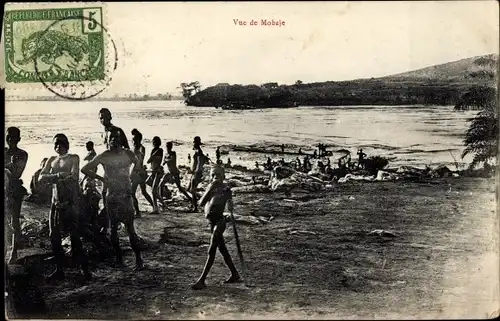 Ak Mobaye Zentralafrikanische Republik, Einheimische, Partie am Ufer