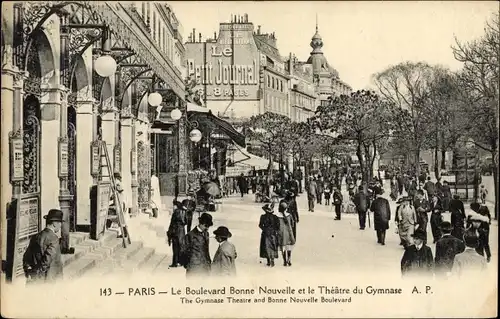Ak Paris X. Arrondissement Entrepôt, Boulevard Bonne Nouvelle, Theatre du Gymnase