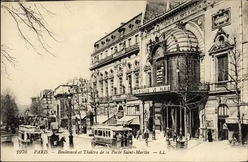 Ak Paris X. Arrondissement Entrepôt, Boulevard et Theatre de la Porte Saint Martin