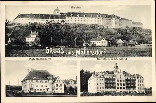 Ak Mallersdorf Pfaffenberg in Niederbayern, Sanatorium St. Maria, Kgl. Bezirksamt, Kloster