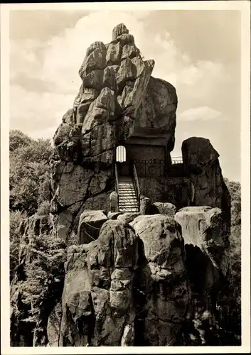 Ak Horn Bad Meinberg im Teutoburger Wald Westfalen, Externsteine, Aufstieg z. Turmfelsen