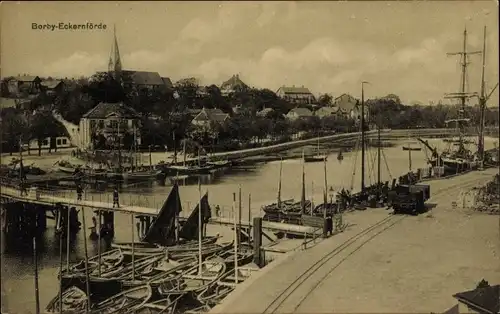 Ak Ostseebad Borby Eckernförde, Teilansicht, Hafen