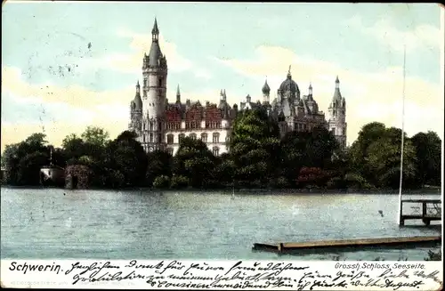 Ak Schwerin in Mecklenburg, Großherzogliches Schloss, Seeseite