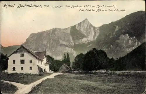 Ak Obersteiermark, Hotel Bodenbauer gegen den Zinken gesehen