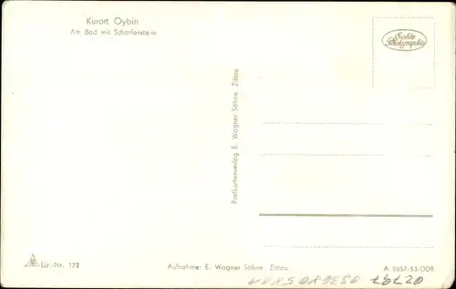 Ak Oybin in der Oberlausitz, Am Bad mit Scharfenstein