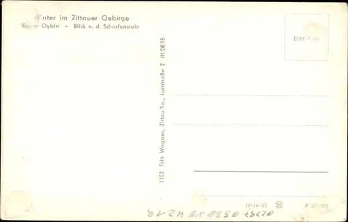 Ak Oybin in der Oberlausitz, Zittauer Gebirge, Teilansicht mit Scharfenstein im Winter