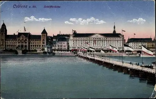 Ak Koblenz am Rhein, Schiffbrücke